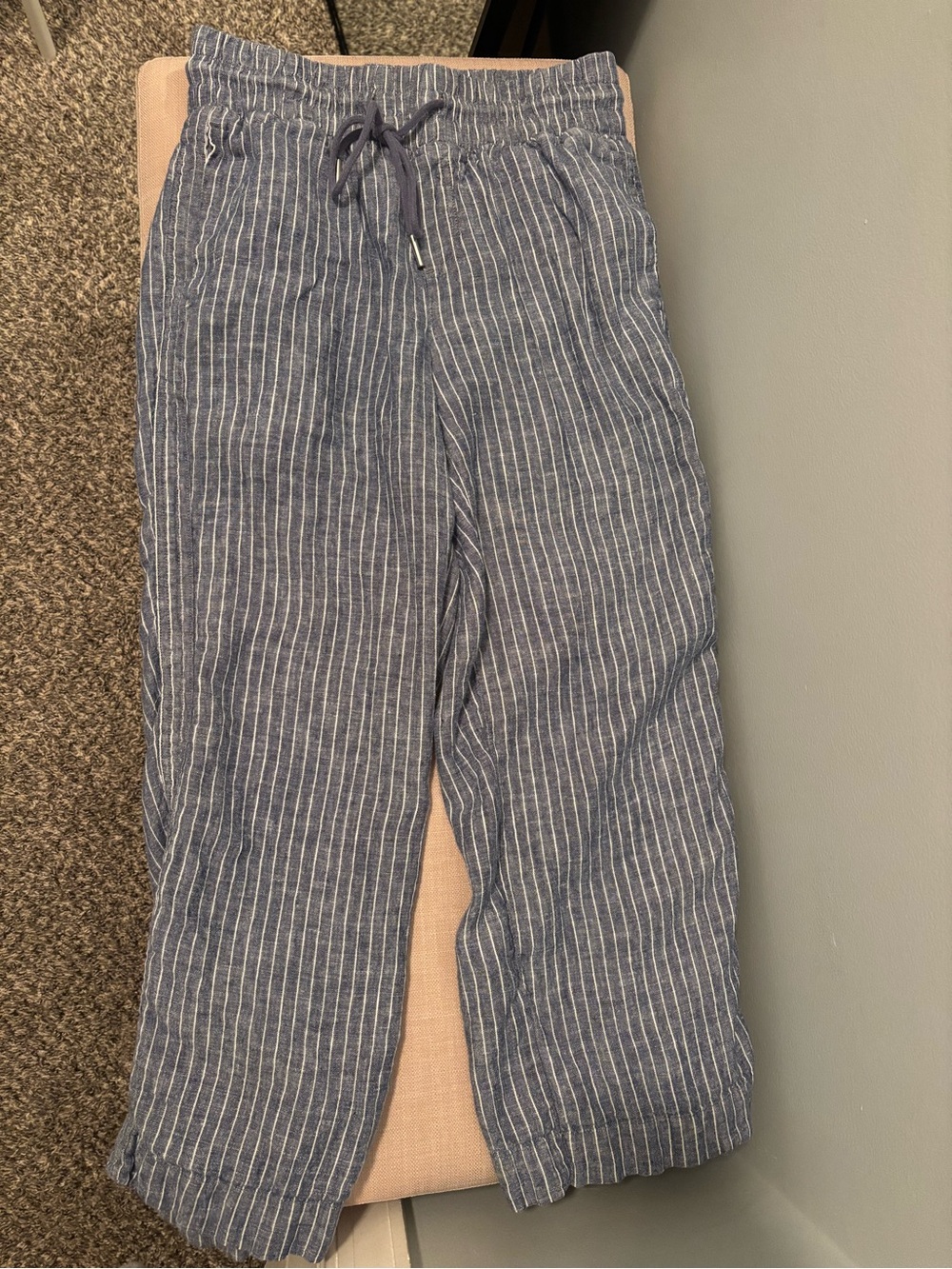 Quince European Linen Wide-leg Pants (Blue Striped) - Picture 2 of 4